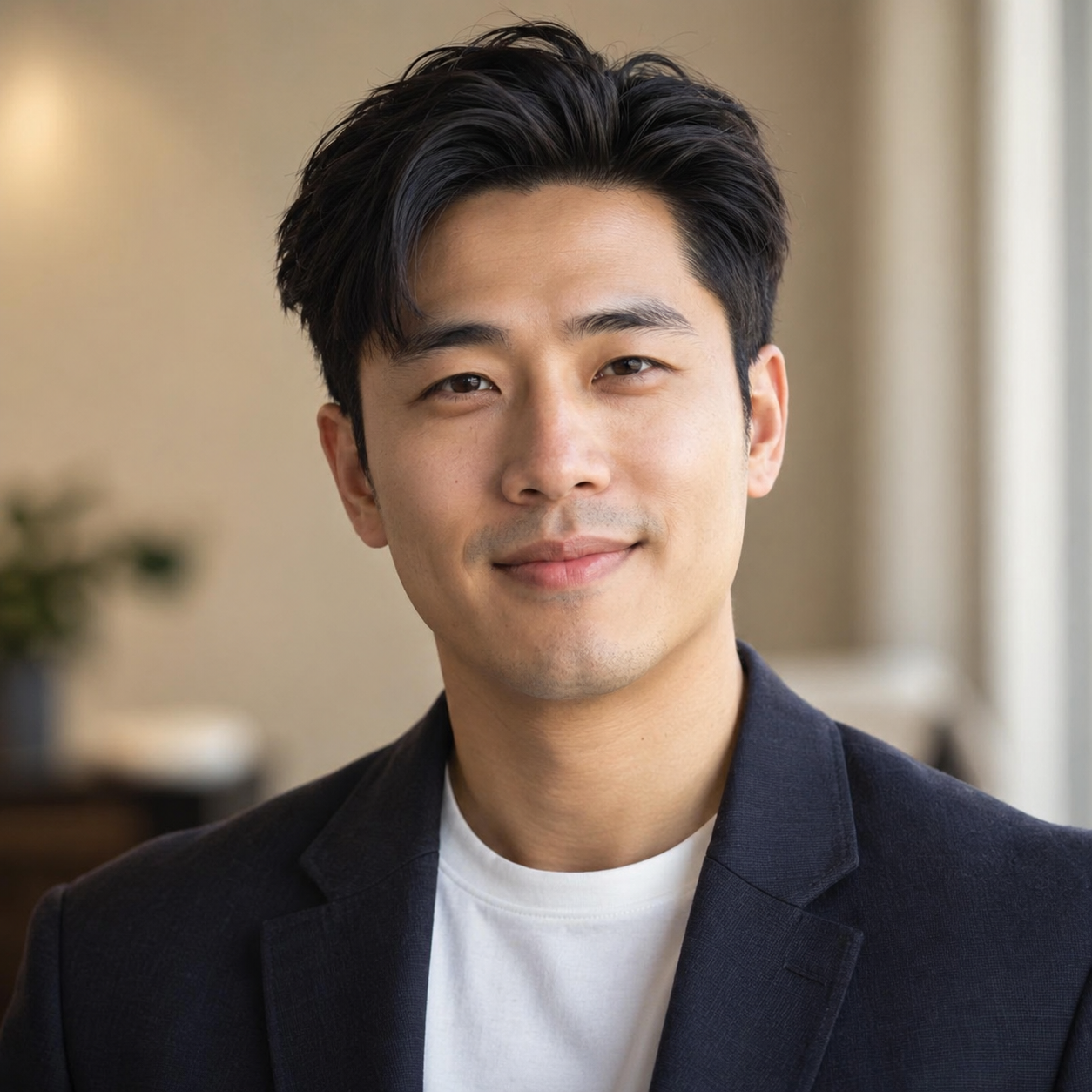 Professional headshot of a man photographed on location in an office interior